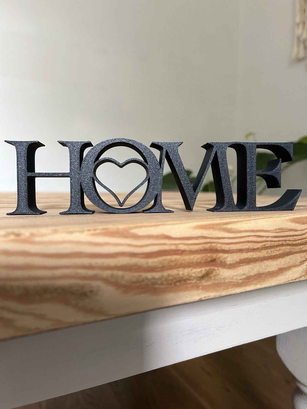 Black Home Sign Heart  Ornament Word Letters Plaque Home Decoration Freestanding