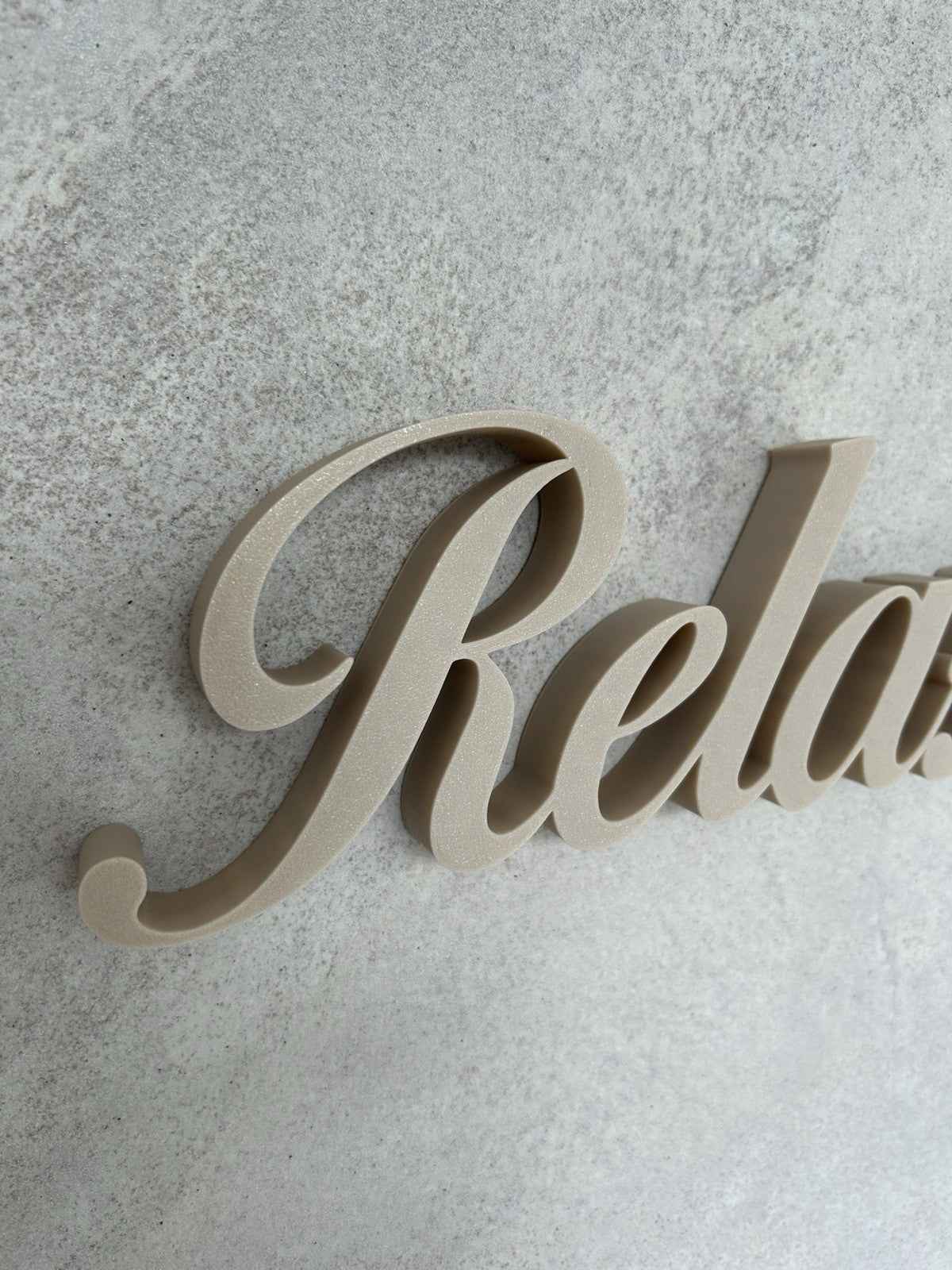 Relax Sign Beige Stone Taupe Word Letters Gift New Room Decoration Freestanding