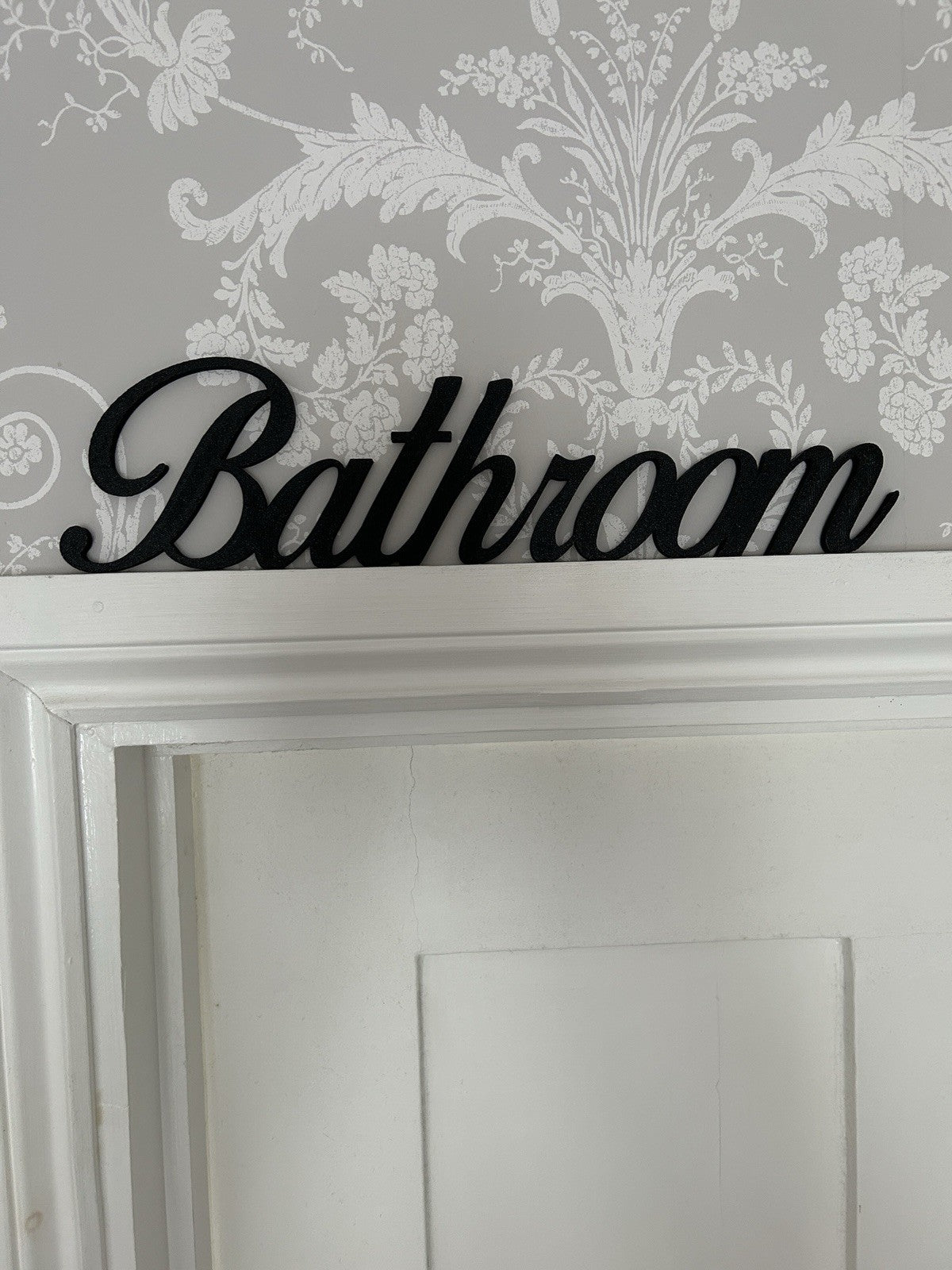 Black Bathroom Wall Sign Door Letters Wall Plaque White Wall New Home Decoration - Poppy Kate Designs