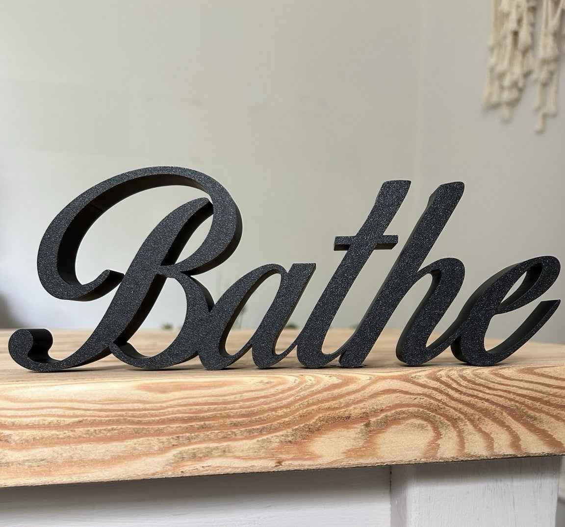 Black BATHE Sign Word Letters freestanding Bathroom Ornament or Wall Decoration