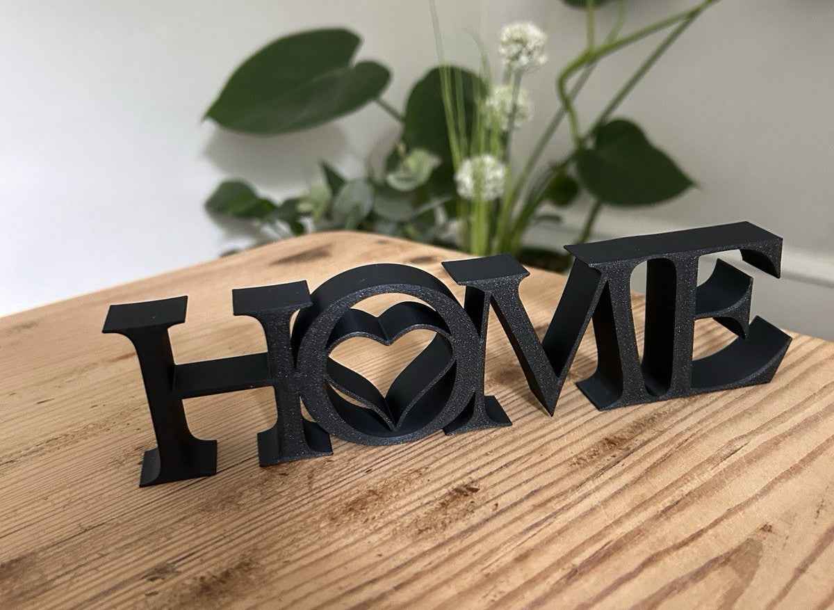 Black Home Sign Heart  Ornament Word Letters Plaque Home Decoration Freestanding