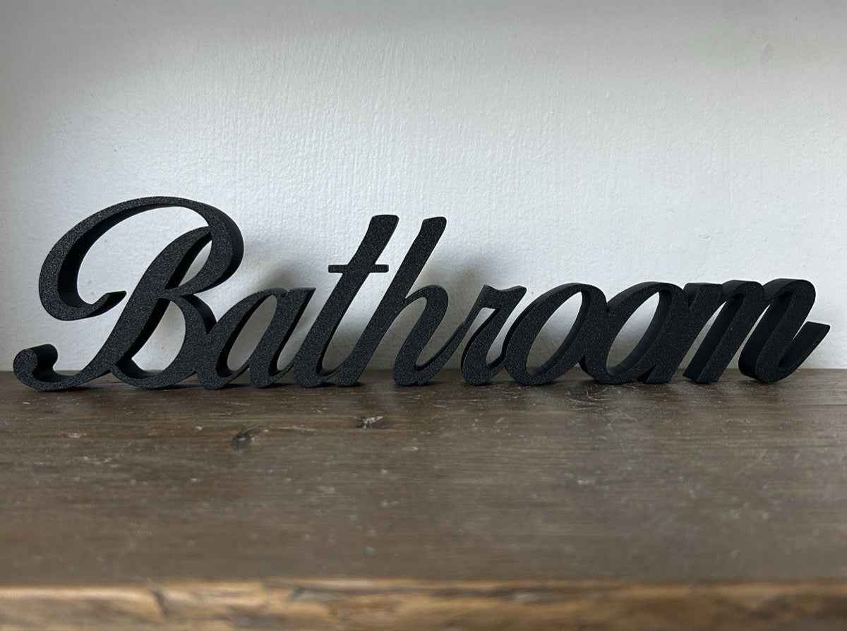 Bathroom Word sign Black White Freestanding Wall House New Home Decoration