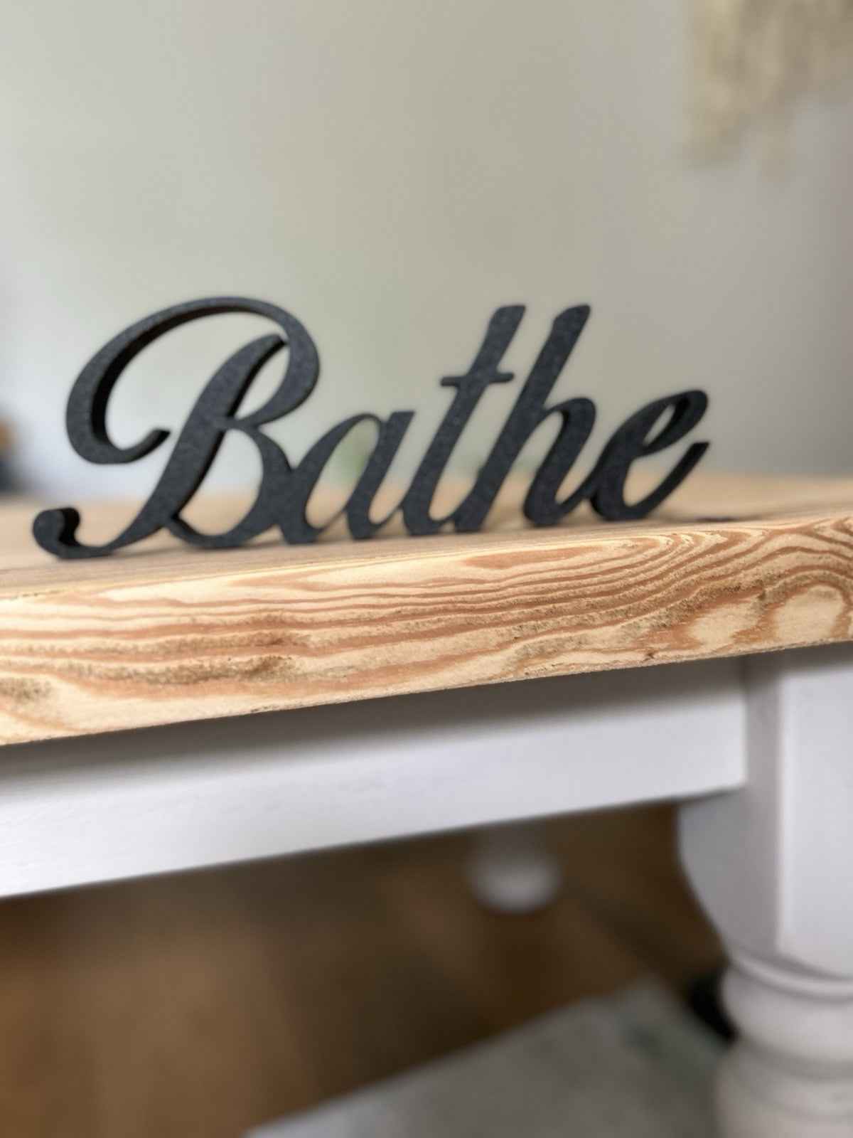 Black BATHE Sign Word Letters freestanding Bathroom Ornament or Wall Decoration