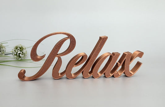 Relax Sign Copper Gold Bronze Word Letters Gift New Room Decoration Freestanding - Poppy Kate Designs