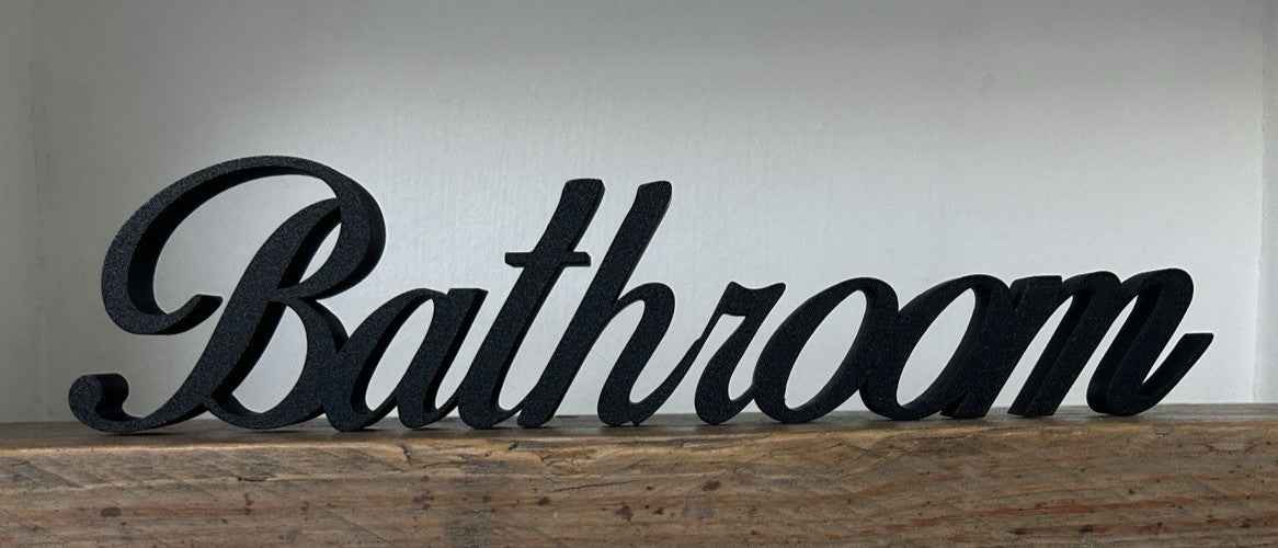 Bathroom Word sign Black White Freestanding Wall House New Home Decoration