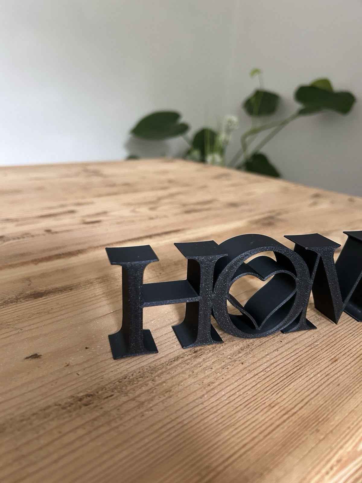 Black Home Sign Heart  Ornament Word Letters Plaque Home Decoration Freestanding