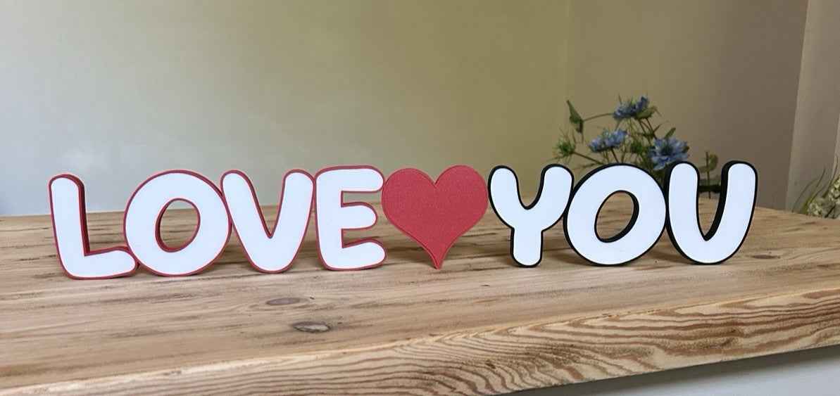 Love You Words Sign Gift Any Letters personalised Decoration Wall or Standing