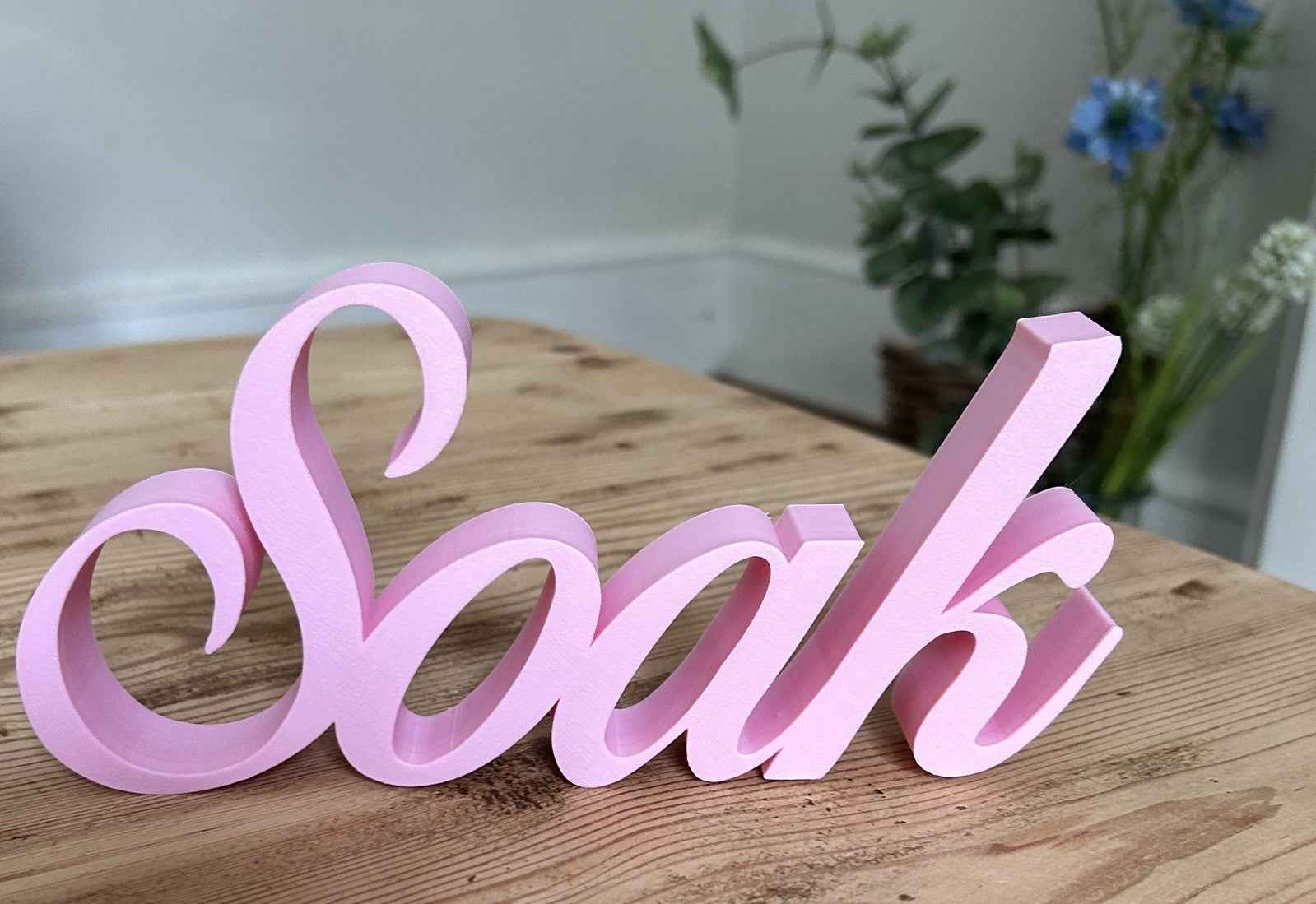 Soak Word Pink Ornament Freestanding Sign Bath Hot Tub New Home Gift Decoration