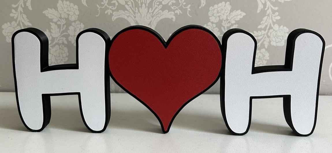 Personalised Love Heart Gift Freestanding Name Initals Present Custom Made Sign