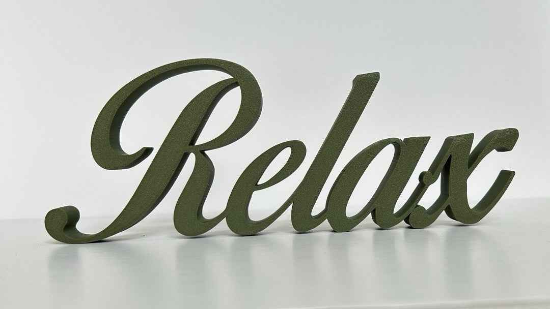 Relax Sign Beige Stone Taupe Word Letters Gift New Room Decoration Freestanding