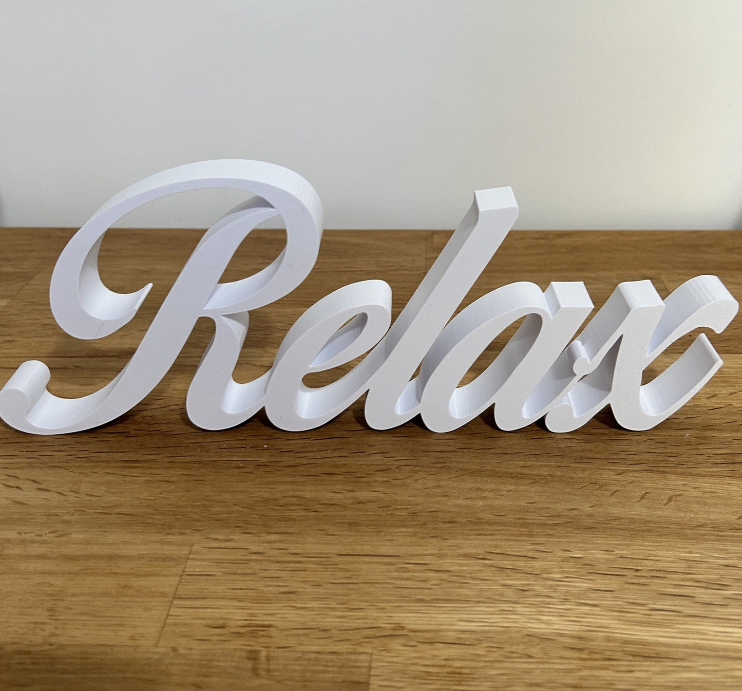White Relax Word Ornament Sign Various Colours Gift Decoration Freestanding - Poppy Kate Designs
