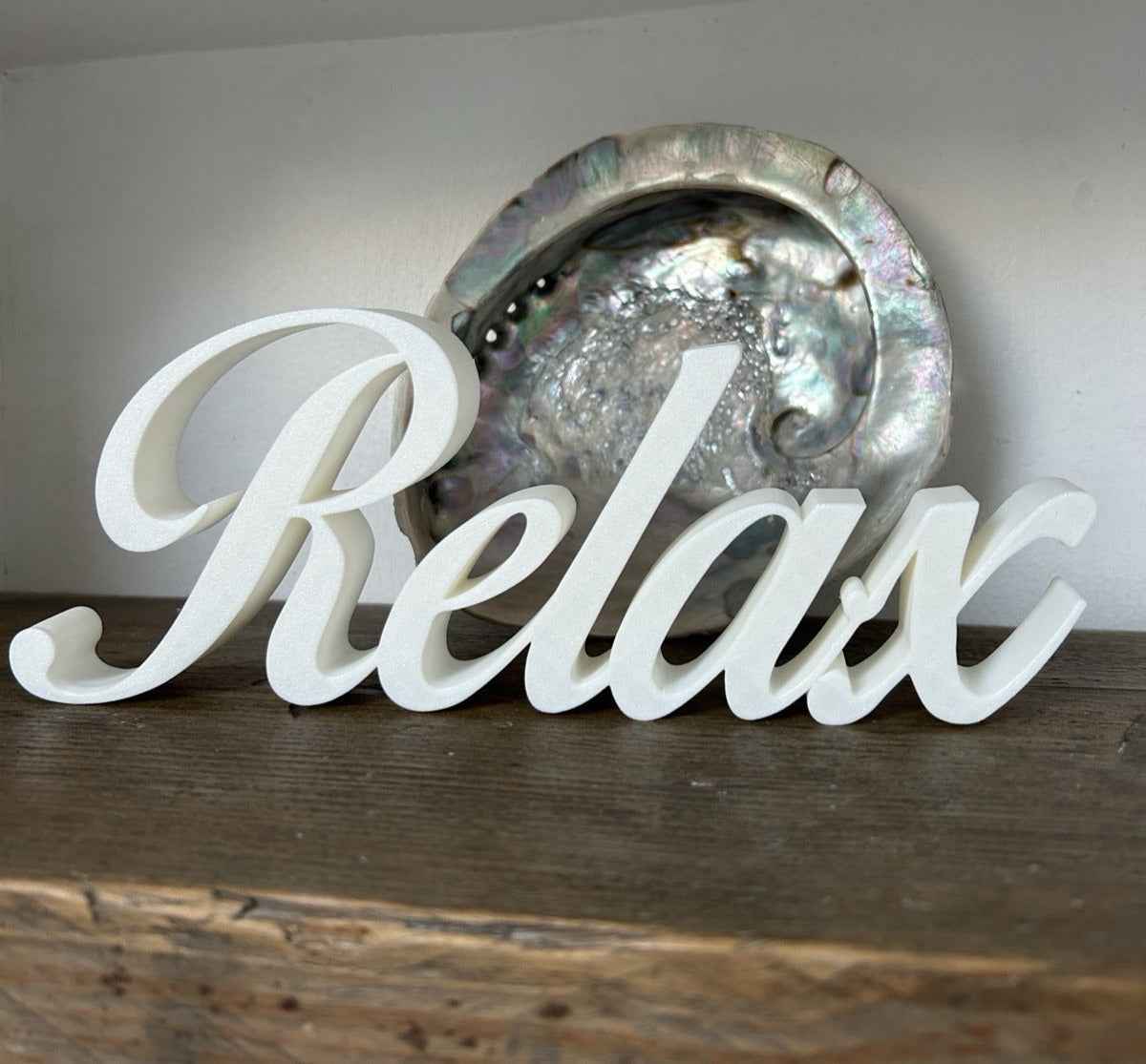 Relax Sign Beige Stone Taupe Word Letters Gift New Room Decoration Freestanding