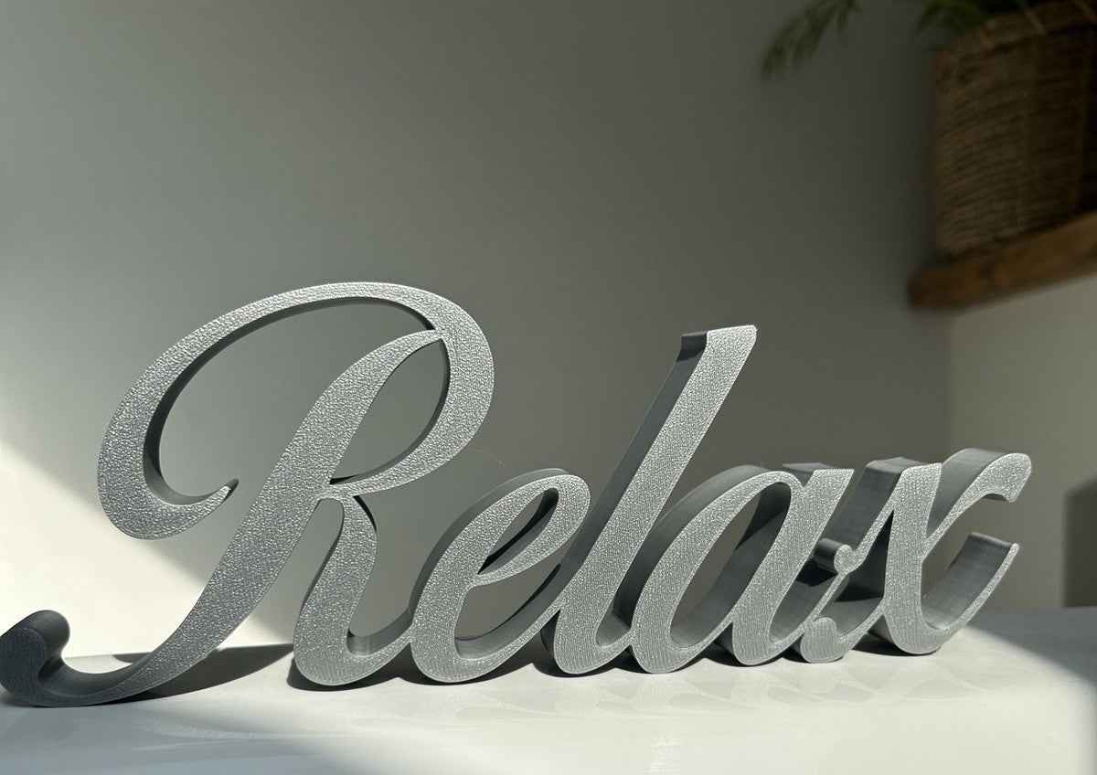 Relax Sign Beige Stone Taupe Word Letters Gift New Room Decoration Freestanding