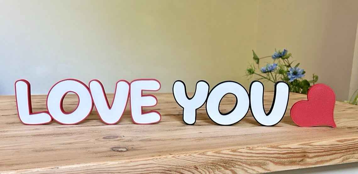 Love You Words Sign Gift Any Letters personalised Decoration Wall or Standing