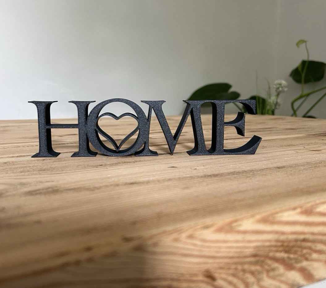 Black Home Sign Heart  Ornament Word Letters Plaque Home Decoration Freestanding