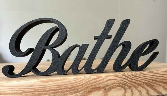 Black BATHE Sign Word Letters freestanding Bathroom Ornament or Wall Decoration