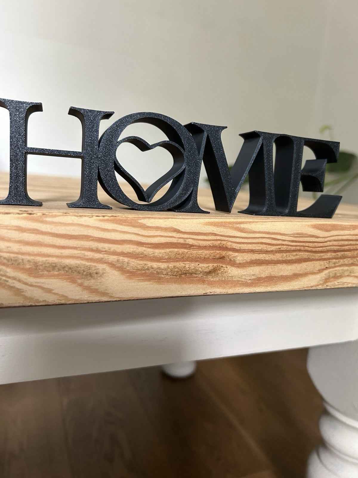 Black Home Sign Heart  Ornament Word Letters Plaque Home Decoration Freestanding