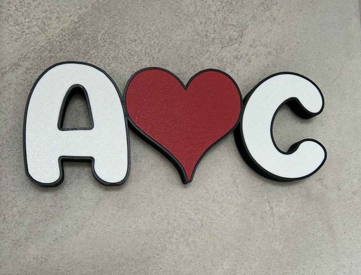 Personalised Love Heart Gift Freestanding Name Initals Present Custom Made Sign