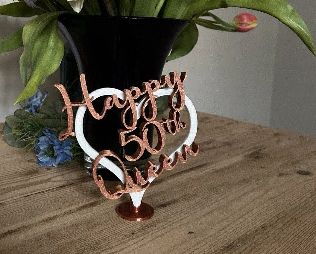 Personalised 50th 40th Birthday Gift Decoration for her him wife husband - Poppy Kate Designs