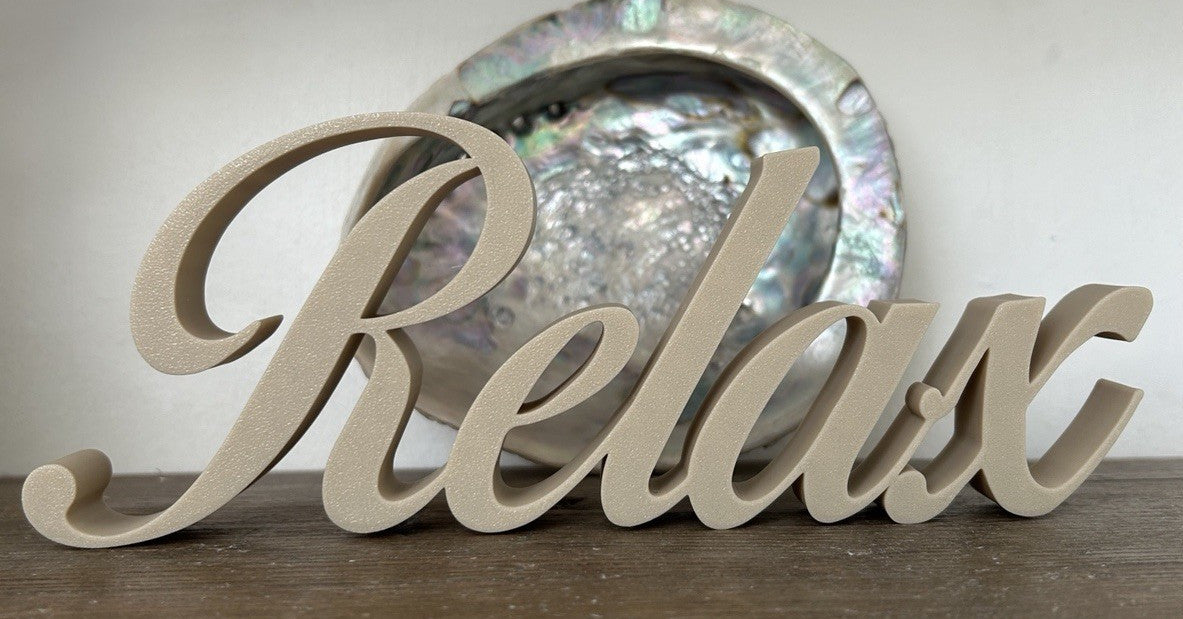 Relax Sign Copper Gold Bronze Word Letters Gift New Room Decoration Freestanding - Poppy Kate Designs