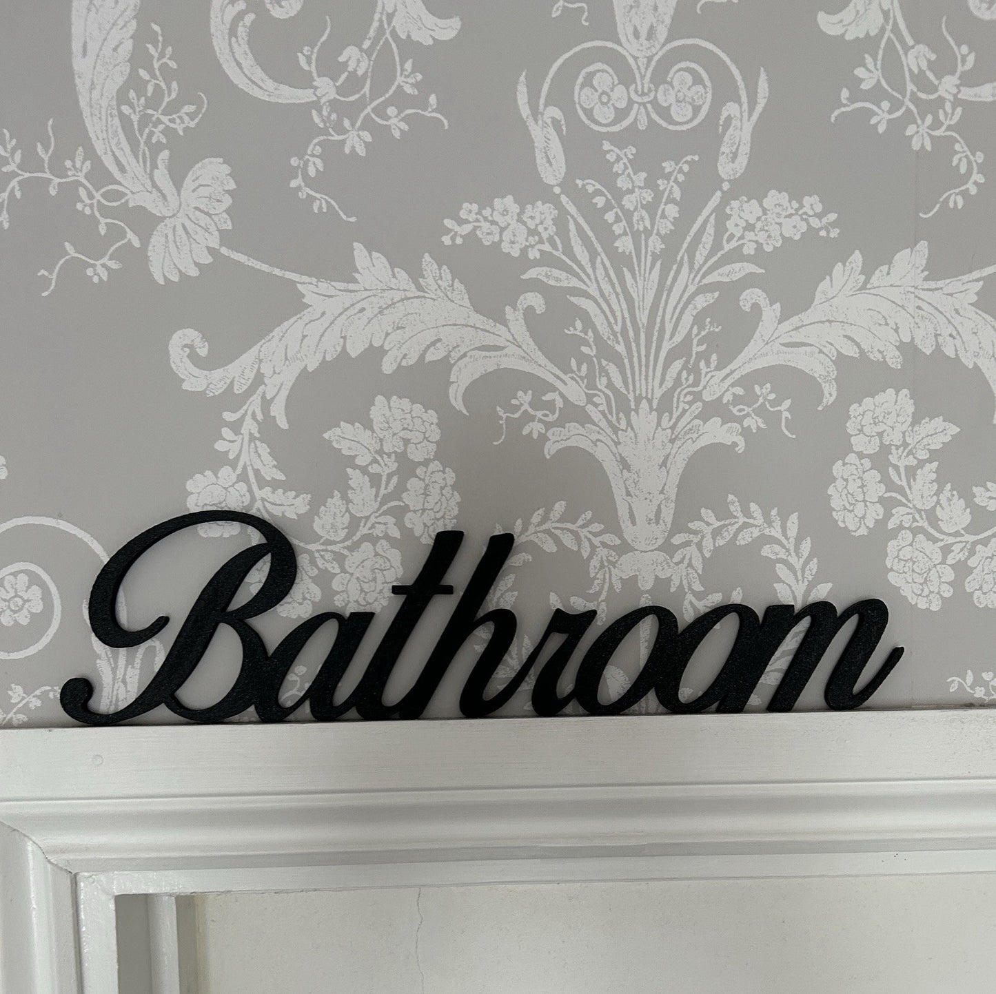 Black Bathroom Wall Sign Door Letters Wall Plaque White Wall New Home Decoration - Poppy Kate Designs