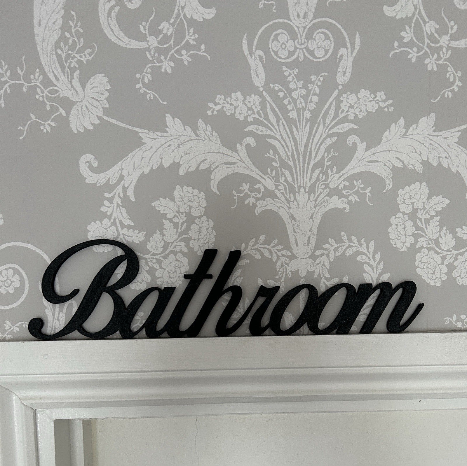 Black Bathroom Wall Sign Door Letters Wall Plaque White Wall New Home Decoration - Poppy Kate Designs