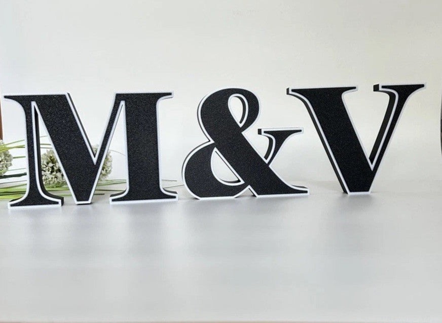 Initials with & Ampersand Freestanding Sign Gift Ornament Letters Decoration - Poppy Kate Designs