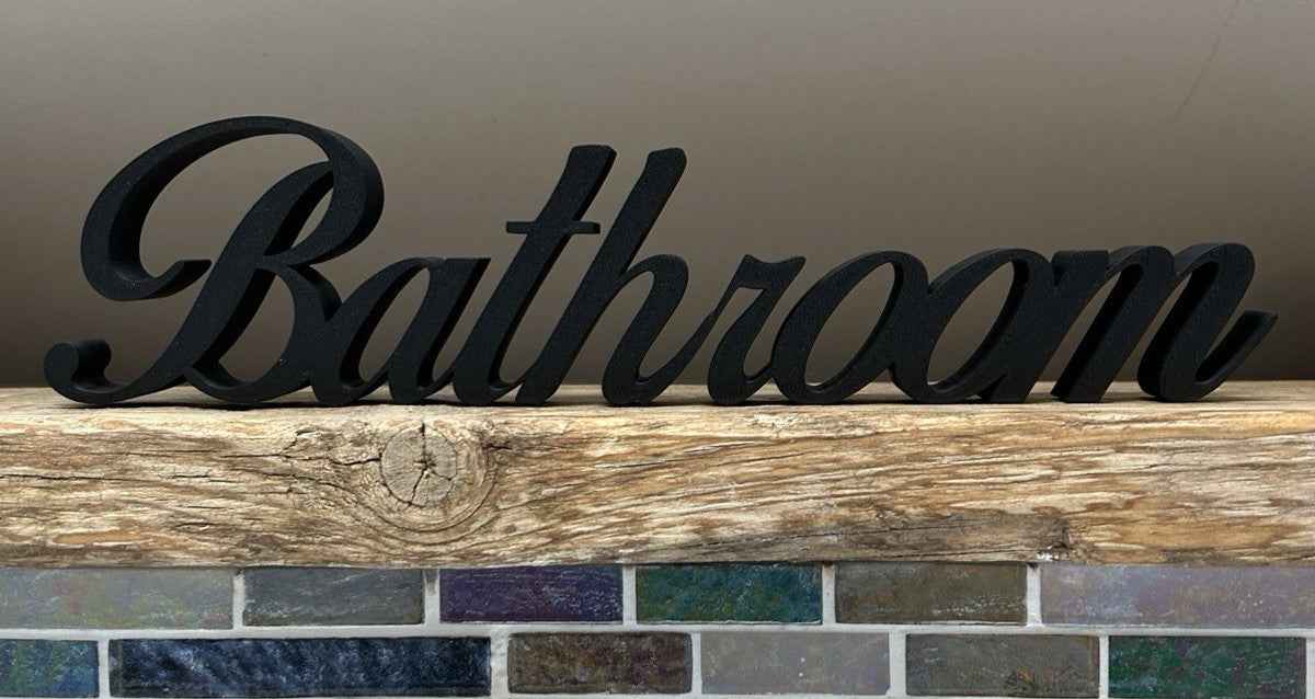Bathroom Word sign Black White Freestanding Wall House New Home Decoration