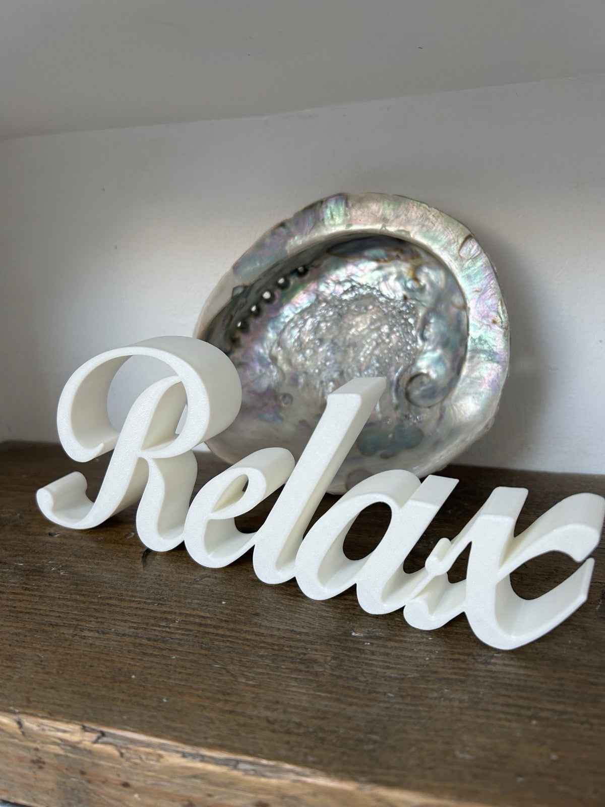 Relax Sign Beige Stone Taupe Word Letters Gift New Room Decoration Freestanding
