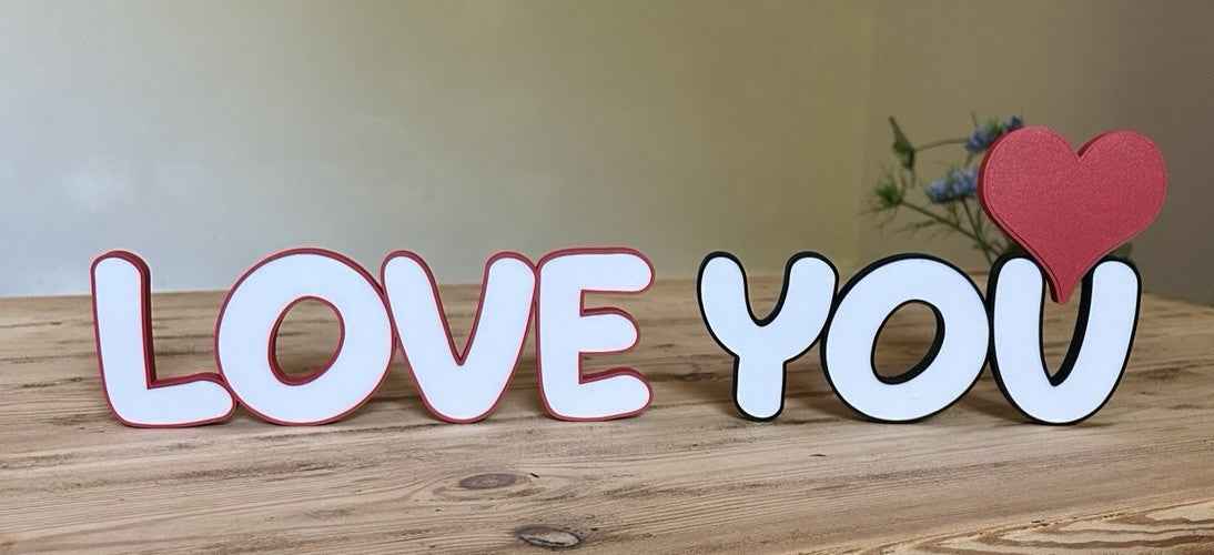 Love You Words Sign Gift Any Letters personalised Decoration Wall or Standing