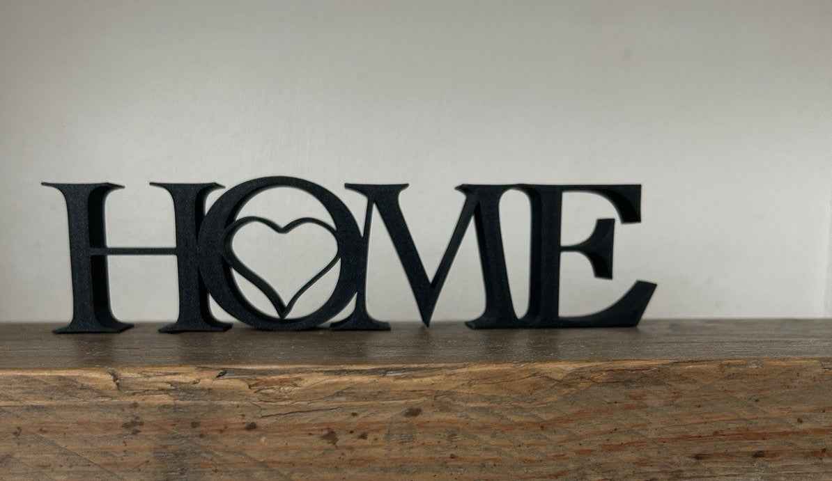 Black Home Sign Heart  Ornament Word Letters Plaque Home Decoration Freestanding