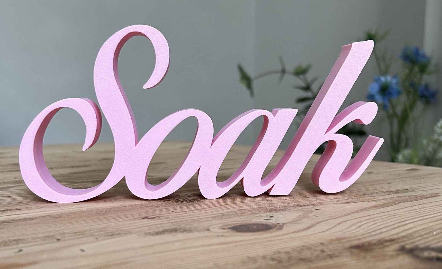Soak Word Pink Ornament Freestanding Sign Bath Hot Tub New Home Gift Decoration