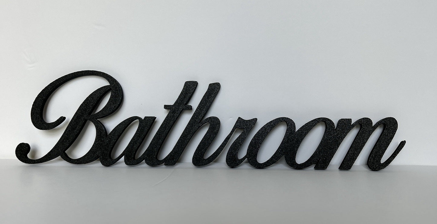 Black Bathroom Wall Sign Door Letters Wall Plaque White Wall New Home Decoration - Poppy Kate Designs