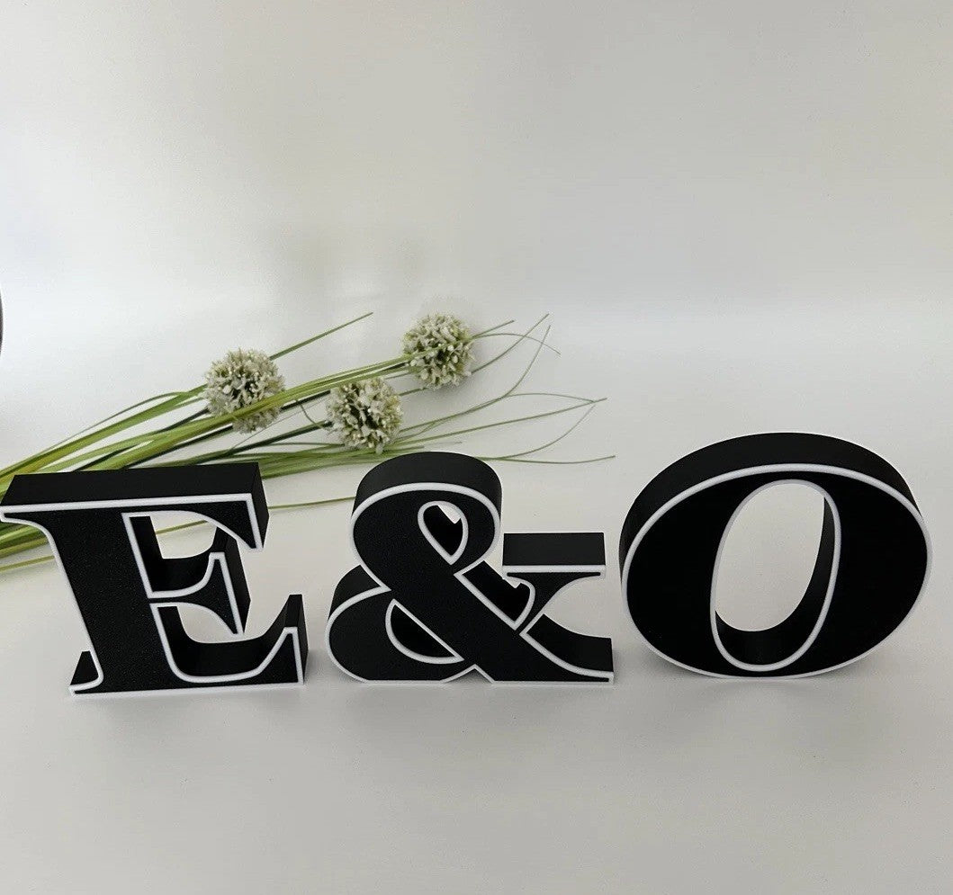 Initials with & Ampersand Freestanding Sign Gift Ornament Letters Decoration - Poppy Kate Designs