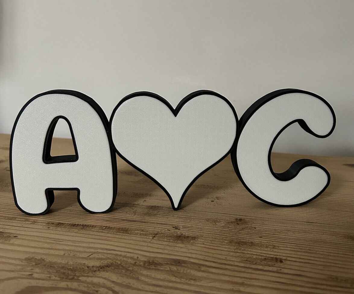 Personalised Love Heart Gift Freestanding Name Initals Present Custom Made Sign